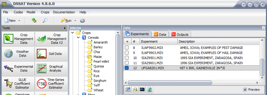 DSSAT v4.8.6 DSSAT_486_main_screen